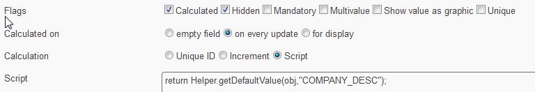 Required settings for scenario